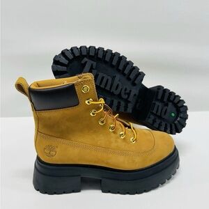 Timberland  6-Inch Lace Up Platform Boot Women's Leather Boots with Black‎ Soles